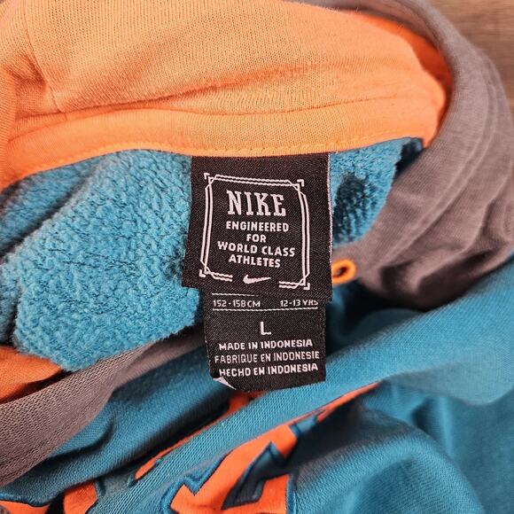 NIKE Engineered for World Class Hoodie Boys(12-13 YRS) Large Blue Orange Retro - Picture 5 of 5
